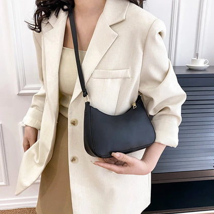 Retro Solid Color PU Leather Shoulder Underarm Bag Women's Fashion Handbags Hobos Purses and Handbag Ladies Crossbody Bags