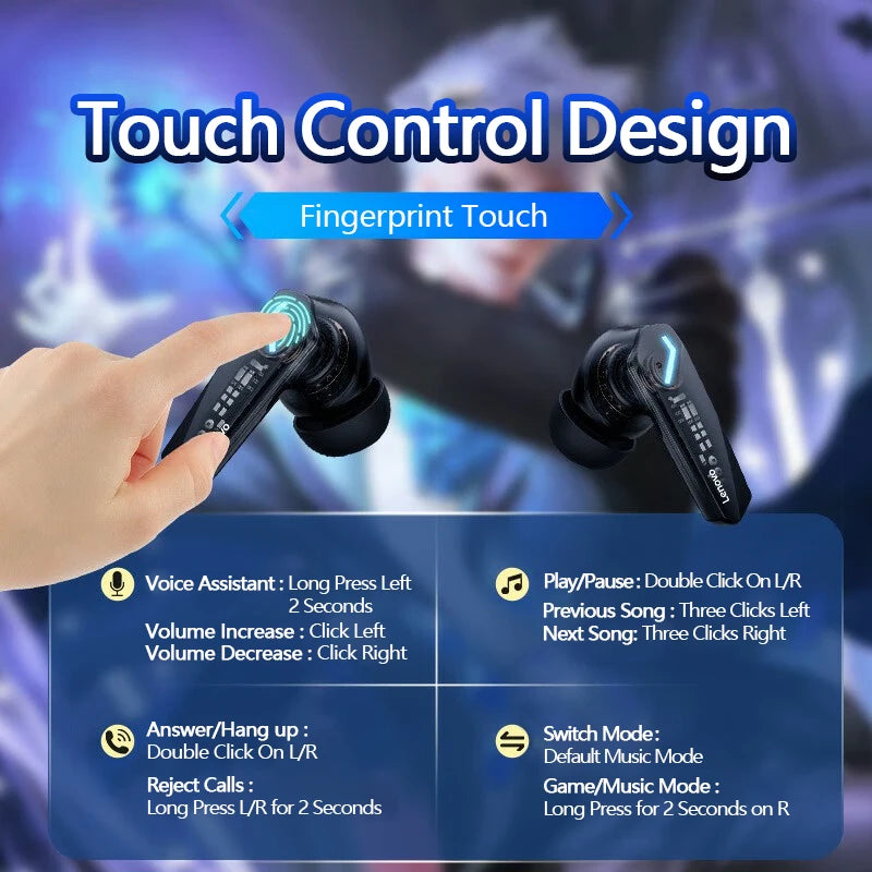 Choice Lenovo GM2 Pro 5.3 Earphone Bluetooth Wireless Earbuds Low Latency Headphones HD Call Dual Mode Gaming Headset With Mic RELUX.STORE
