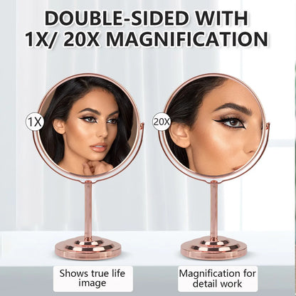 3/4/5in Double-Side Makeup Mirror With 2X Magnification Clear Reflection And Easy To Carry Desktop Vanity Mirror With Stand