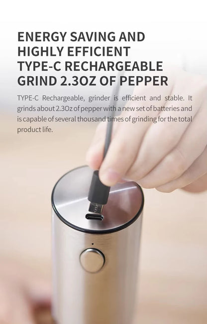 1/2pcs Automatic Pepper Grinder Salt And Pepper Grinder USB Rechargeable Adjustable Coarseness Spice Mill for Kitchen Tool