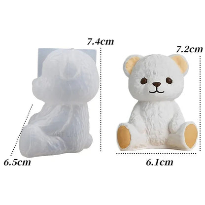 Smiling Teddy Bear Silicone Candle Mold 3D Animal Soap Resin Crafts Plaster Making Kit Handmade Ice Cube Mould Home Decor Gift RELUX.STORE