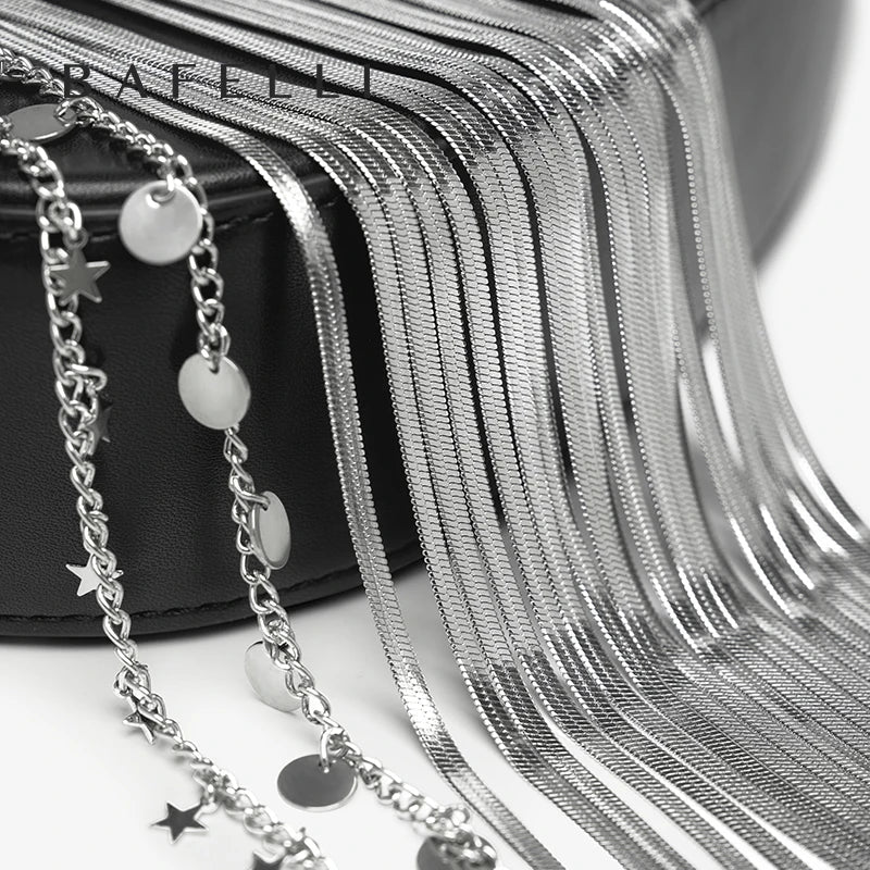 BAFELLI 2025 NEW LUXURY WOMAN BAGS LEATHER STYLISH INDIVIDUALITY FASHION TASSELS PURSE SHOULDER CROSSBODY HANDBAGS FEMALE SADDLE RELUX.STORE