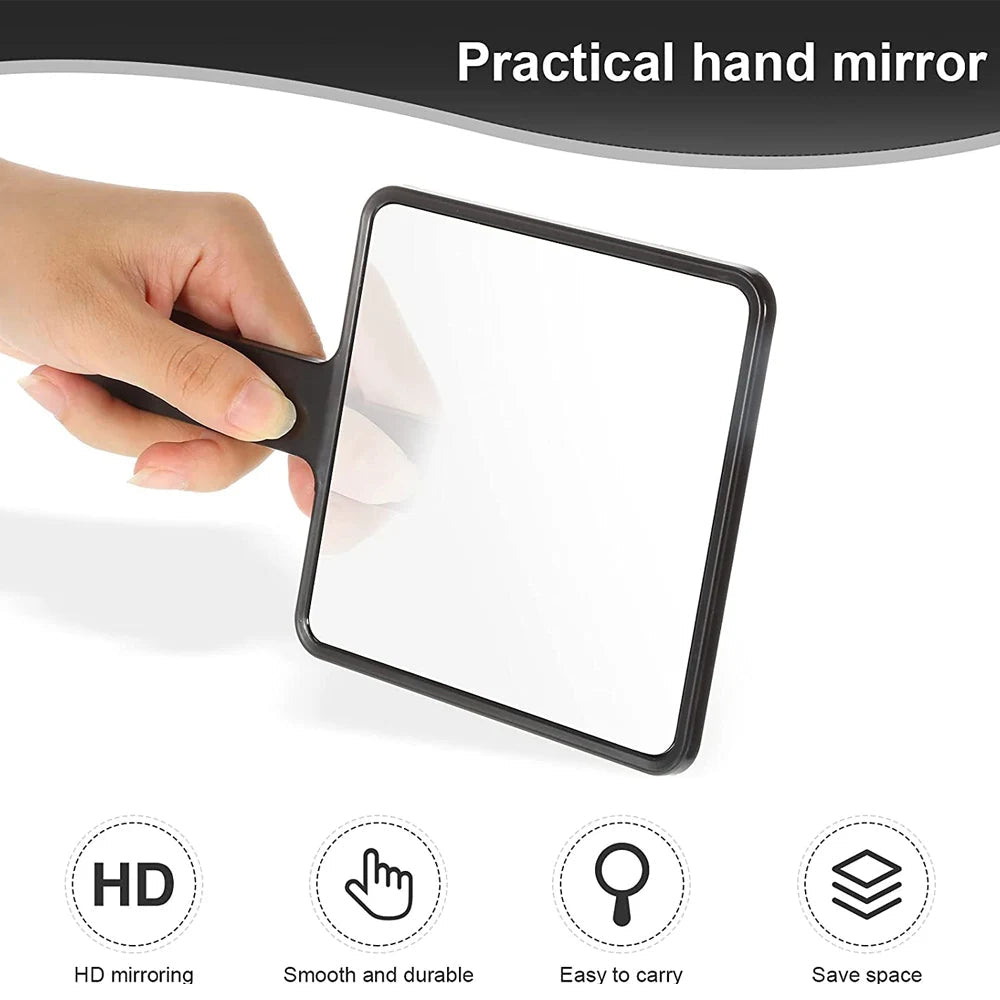 1Pcs Plastic Handle Handheld Makeup Vanity Mirror Portable Square Eyelash Extension Mirror Women Cosmetic Beauty Salon Supplies RELUX.STORE