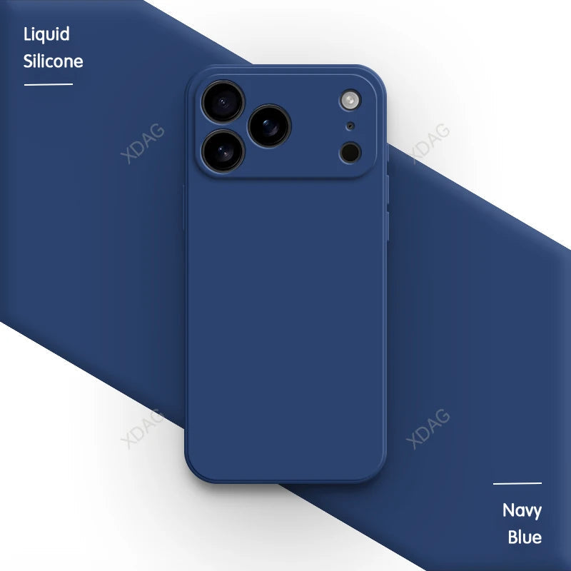 Liquid Silicone Original Phone Case for iPhone 17 Pro Max Air 17Pro 17Max 5G Straight Edge Lens Protection Soft Basic Back Cover RELUX.STORE