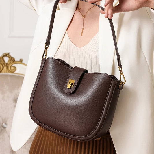 Women‘s Cowhide Genuine Leather Shoulder Bag Ladies Soft Natural Cow Leather Handbag Female Fashion Luxury Design Crossbody Bags RELUX.STORE