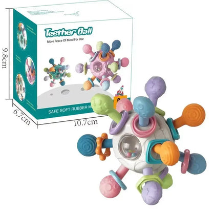 Baby Toys 0 12 Months Rotating Rattle Ball Grasping Activity Baby Development Toy Silicone Teether Baby Sensory Toys for Babies - RELUX.STORE