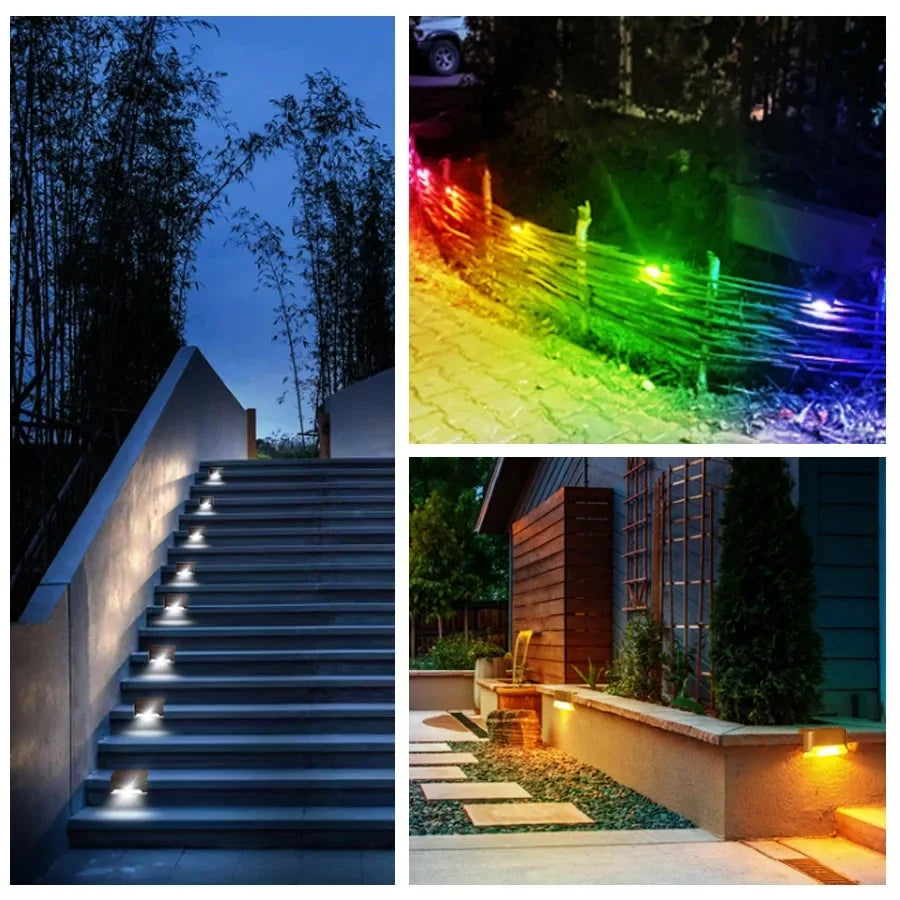 1-8 Pack Led Solar Step Lights Outdoor Fence Garden Lamp for Stairs Yard Patio Pathway Deck 3 Colors Waterproof RGB Sunlight RELUX.STORE