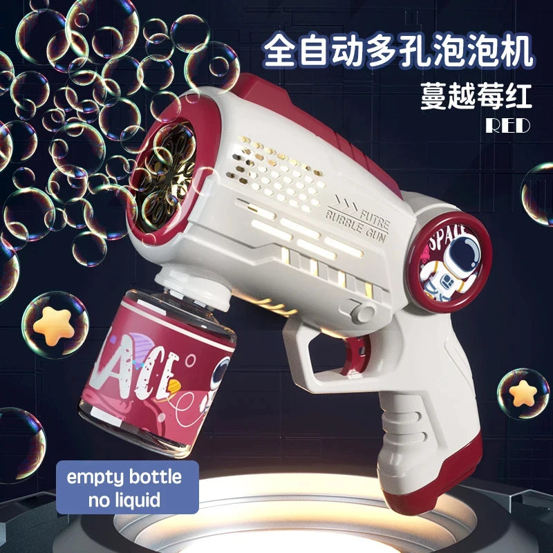 New Porous Astronaut Electric Bubble Gun Kid Toy Bubbles Machine Automatic Soap Blower with Light Summer Outdoor Party Games toy RELUX.STORE