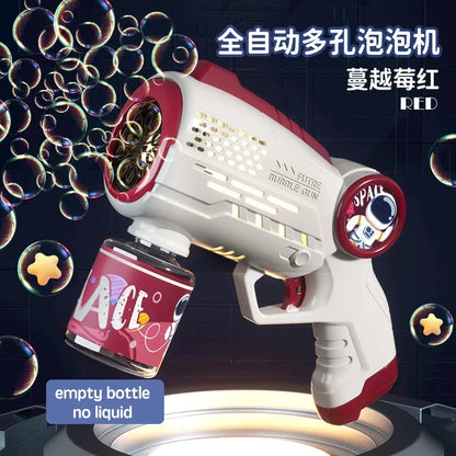 New Porous Astronaut Electric Bubble Gun Kid Toy Bubbles Machine Automatic Soap Blower with Light Summer Outdoor Party Games toy RELUX.STORE