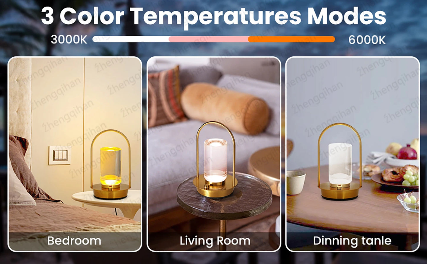 Table Lamp LED Touch Sensor Desktop Night Light Rechargeable Wireless Reading Lamp for Restaurant Hotel Bar Bedroom Decor Light
