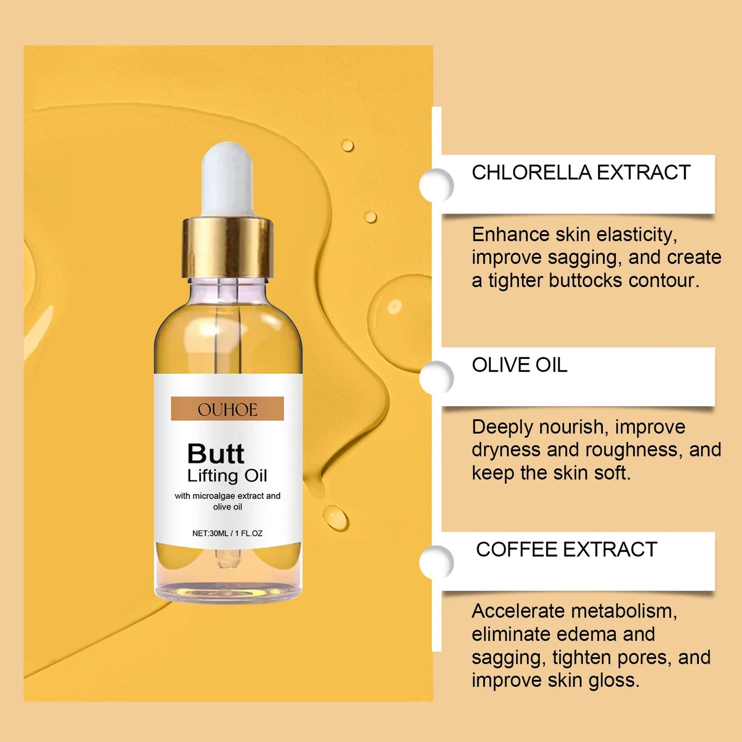 Buttock Enlargement Oil Hip Lifting Growth Firming Nourishing Moisturize Skin Tighten Pores Enhance Elasticity Body Massage Care RELUX.STORE