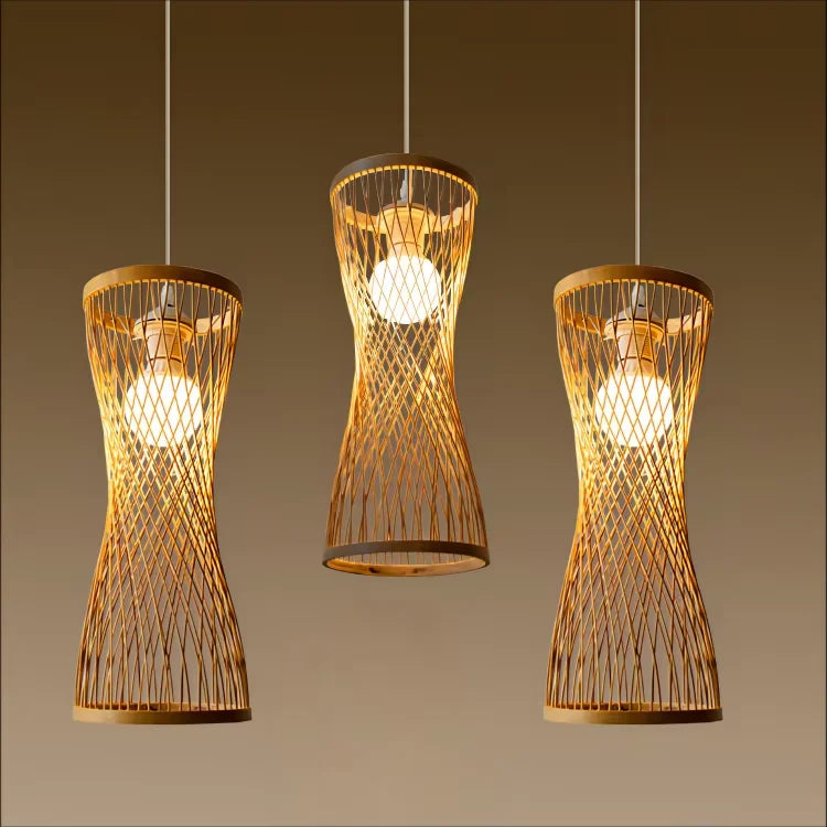 17CM Hanging Chandeliers Lamp Rattan Woven Japanese Style Lights for Home Cafe Bar Decorate Restaurant Chinese Style RELUX.STORE
