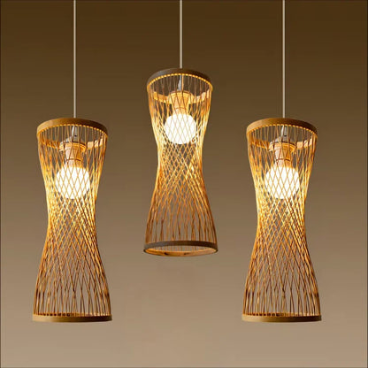 17CM Hanging Chandeliers Lamp Rattan Woven Japanese Style Lights for Home Cafe Bar Decorate Restaurant Chinese Style RELUX.STORE