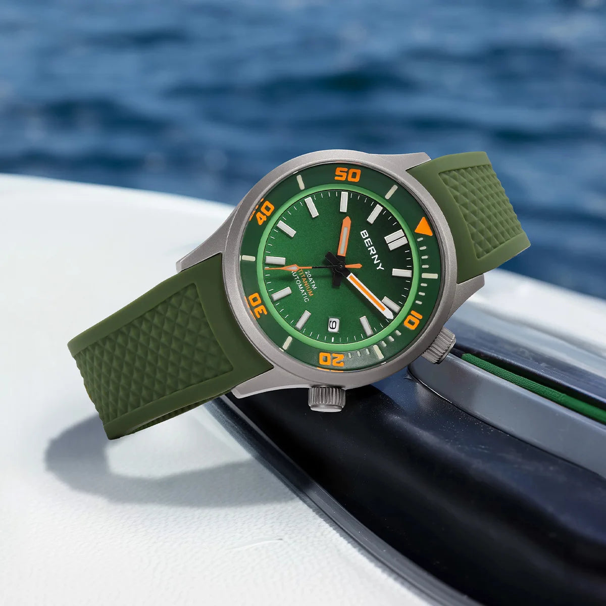 BERNY Automatic Titanium Diver Watch for Men Supper Luminous Sappire AR coated Miyota 8215 20ATM Mechanical Diving Men's Watches