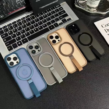 Luxury Matte Hand Wrist Strap Phone Case for for Magsafe iPhone 17 16 15 14 Plus 13 12 Pro Max 11 Magnetic Holder Stand Cover RELUX.STORE