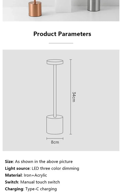 Rechargeable LED Night light Touch Table Lamp Writing Lamp Bedside Creative Ambient Lights Bar Outdoor Decoration Night Lighting