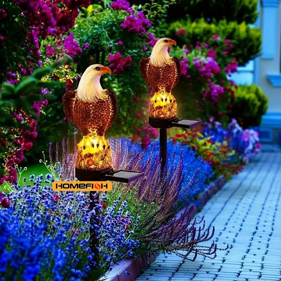 Solar Resin Eagle Lawn Lamp - Outdoor LED Ground Light, Patio & Garden Decorative Lamp
