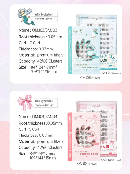 Yelix Self-adhesive Glue Free False Eyelashes Reusable DIY Segmented DIY Lashes Clusters No Glue Needed Natural Soft Lashes RELUX.STORE