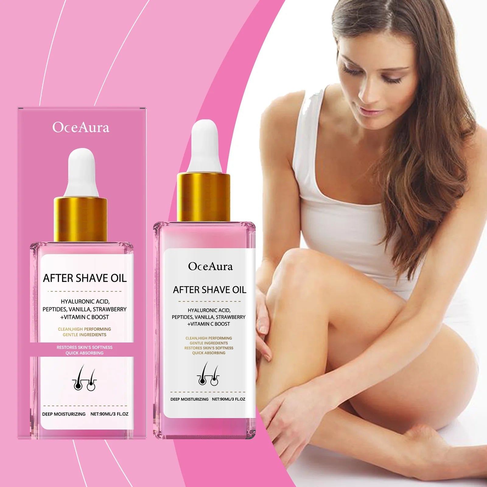 Strawberry Vanilla After Shave Oil Women For Smooth Skin Soft Serve After Shave Oil Shave Oil Prevent Ingrown Hairs & Dryness RELUX.STORE