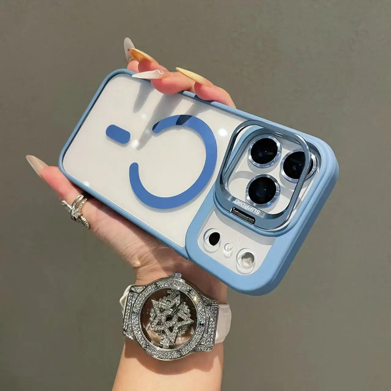 Original Luxury transparent magnetic Magsafe case For iPhone17/Promax/17Air/Pro lens holder Protect clear shockproof cover RELUX.STORE