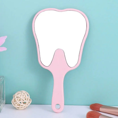 1PC Tooth Shaped Handheld Mirror Cute Makeup Mirror Durable High Definition Dental Mirrors Gifts RELUX.STORE