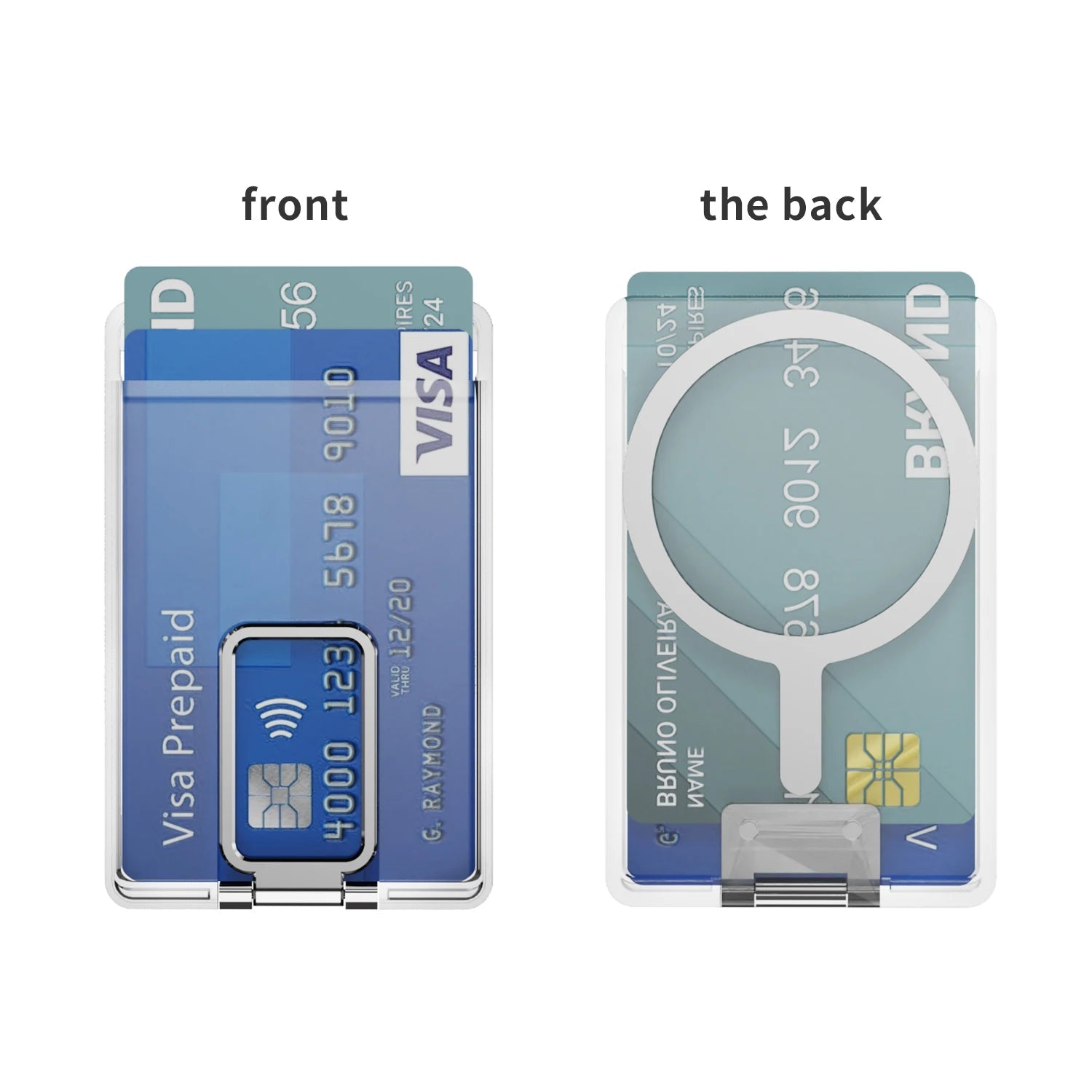 Strong Transparent Magnetic For Magsafe Card Wallet Metal Stand Holder Clear Case For iPhone Card Phone Back Bag Adsorption RELUX.STORE