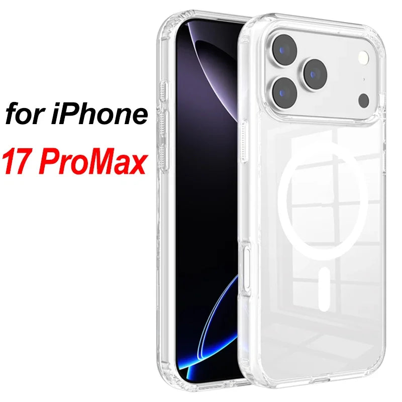 Strong Magnetic Case For iPhone 17 Pro Max/17Pro/17Air Transparent Phone Cover For iPhone 17 Suit for Magsafe Charging Shell RELUX.STORE