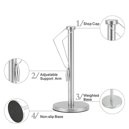 1 PC Paper Towel Holder, Stainless Steel Standing Paper Towel Organizer Roll Dispenser for Kitchen Countertop Home Dining Table
