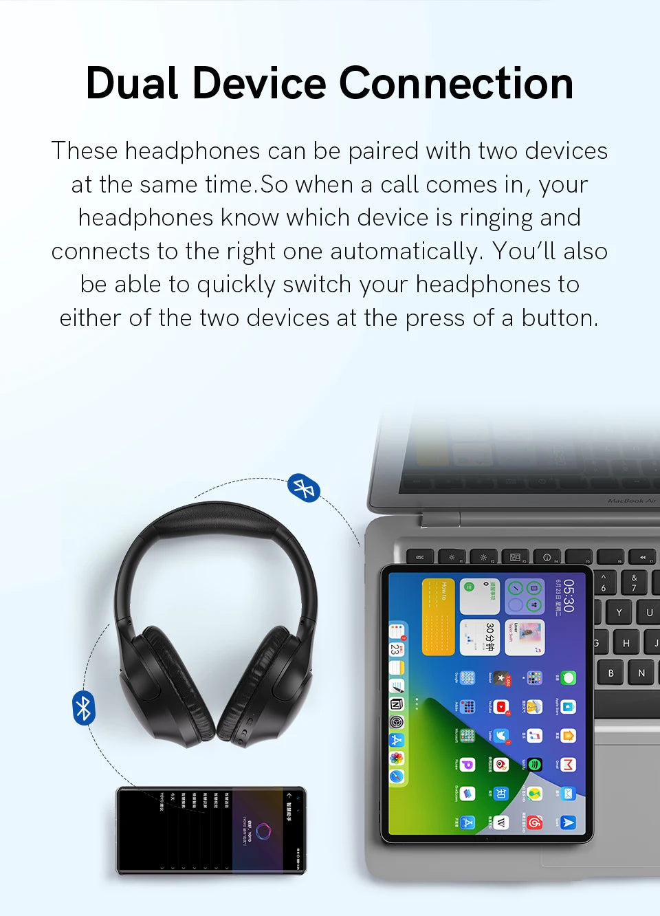 QCY H2 H2 Pro Wireless Headphones Bluetooth 5.3 BASS Mode Hifi Stereo Headset Over the Ear Gaming Earphones Dual Device Connect
