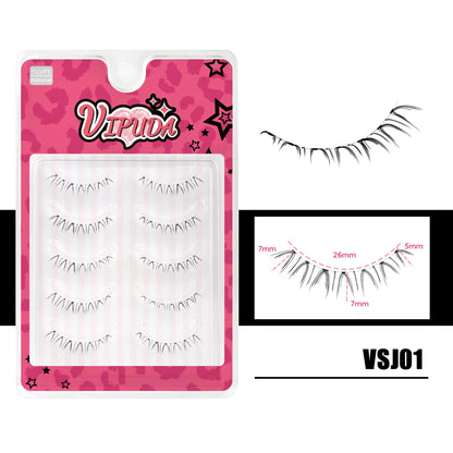 10Pairs Bottom Eyelashes Manga Lower Lashes Clear Band Wispy Small Flame Under Eye Lashes Korean Makeup Cosplay Tools RELUX.STORE