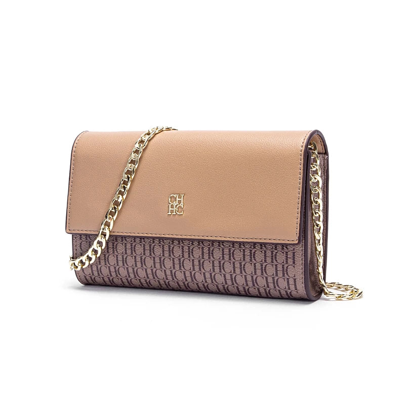 CHCH Women's Shoulder Bag New Magnetic Flip Chain Bag Brown Small Square Bag Wallet RELUX.STORE