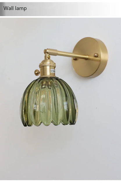 Modern Japanese Retro Floral Glass Wall Lamp Modern Simple Bedside Lamp For Bedroom Study Led Mirror Light Nordic Wall Sconce
