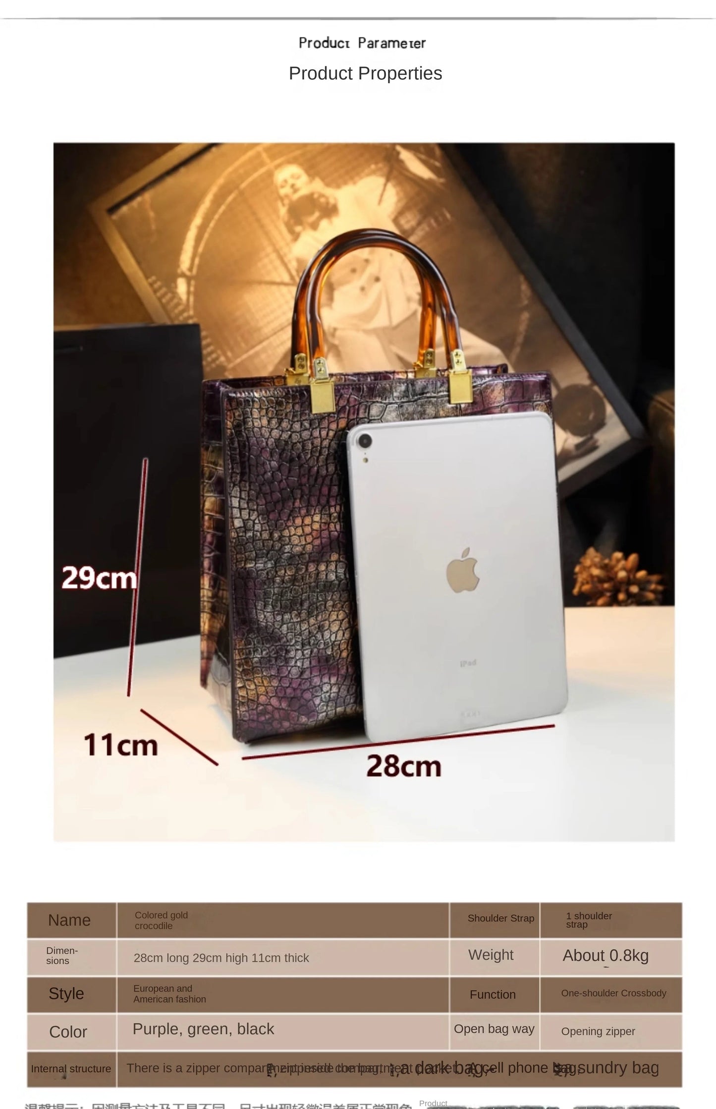 2025 New Arrival All-match Crocodile Pattern Atmospheric Middle-aged Women's Bag Large Capacity Portable Tote Bag Handbags RELUX.STORE