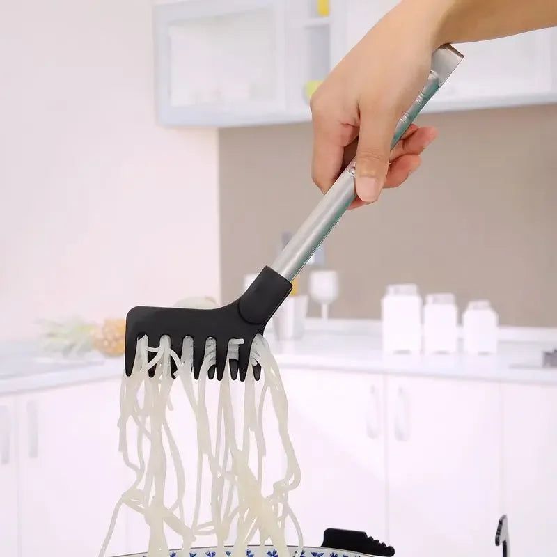 Stainless Steel Noodle Tongs Non-slip Handle Heat-resistant Chuck Easy To Store Multi-functional Food Tongs