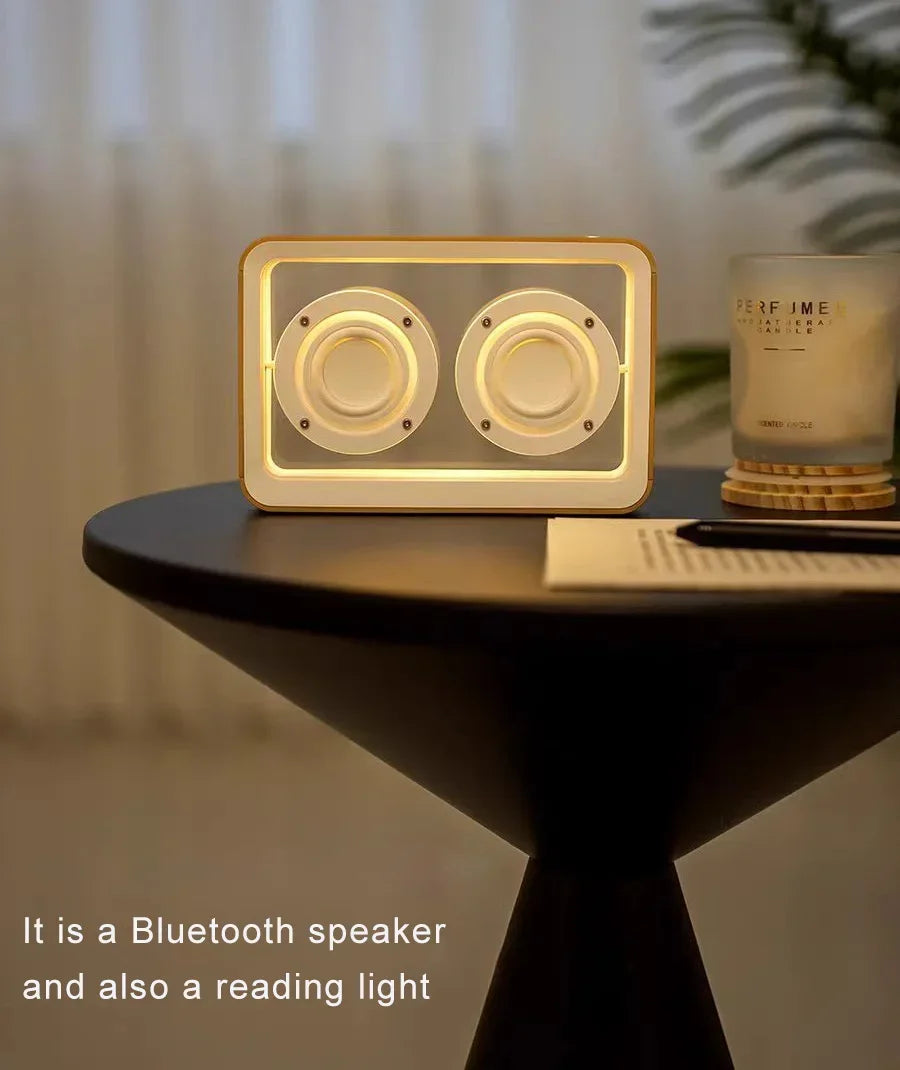Wireless Bluetooth Speaker with Duel Horn Transparent Comfortable Reading Light Portable Stereo HIFI Sound Quality Music Box