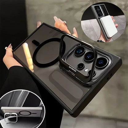 For Magsafe Hidden Holder Clear Case For Samsung Galaxy S25 S24 Ultra S22 Plus S23 FE Shockproof Magnetic Wirelesss Charge Cover RELUX.STORE