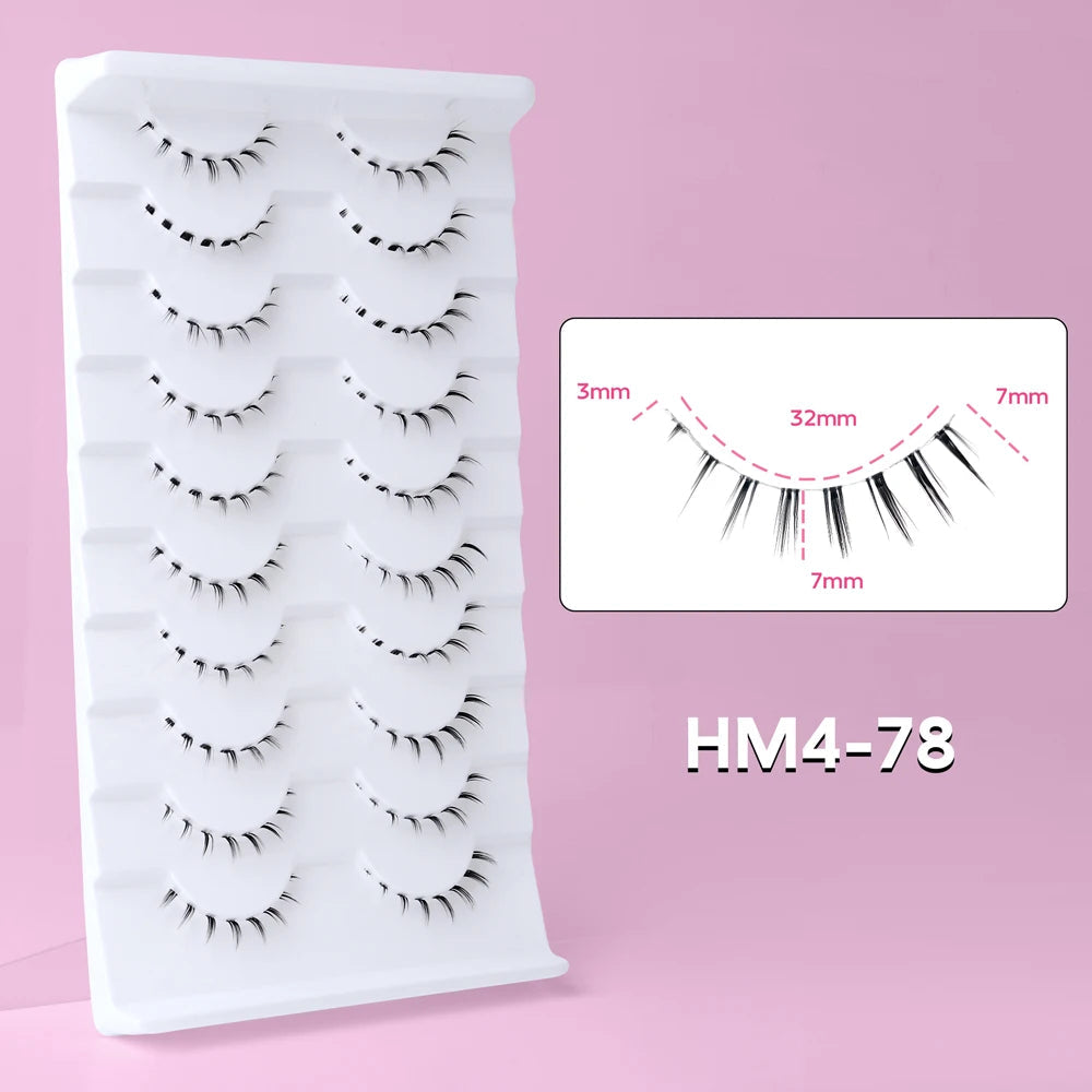 10Pairs Bottom Eyelashes Manga Lower Lashes Clear Band Wispy Small Flame Under Eye Lashes Korean Makeup Cosplay Tools RELUX.STORE