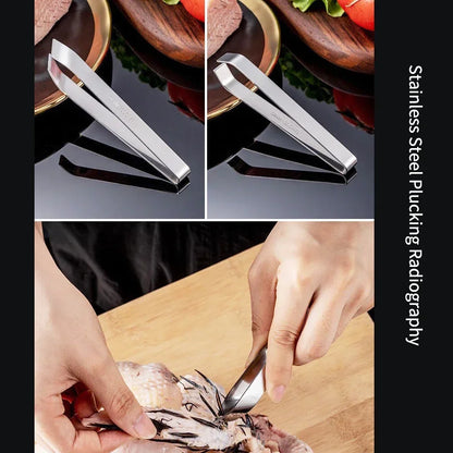 1pcs 430 Stainless Steel Fish Bone Tweezers Pincer Clip Puller Remover Tongs Fish Bone Plucking Clamp Kitchen Gadgets Tools