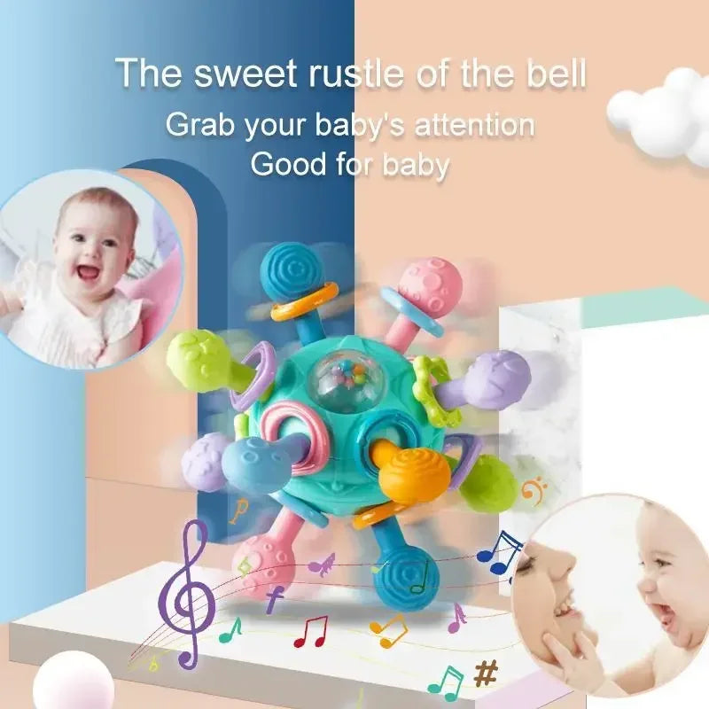 Baby Toys 0 12 Months Rotating Rattle Ball Grasping Activity Baby Development Toy Silicone Teether Baby Sensory Toys for Babies - RELUX.STORE