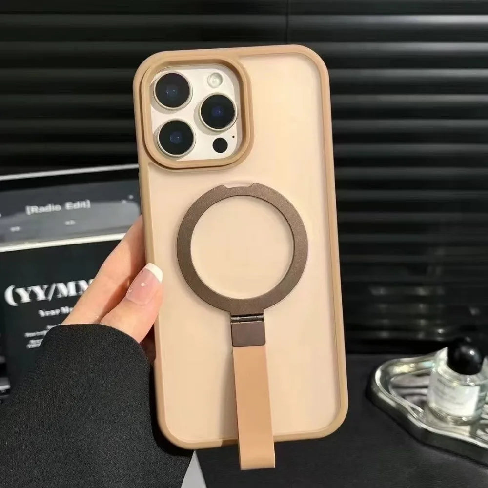 Luxury Matte Hand Wrist Strap Phone Case for for Magsafe iPhone 17 16 15 14 Plus 13 12 Pro Max 11 Magnetic Holder Stand Cover RELUX.STORE