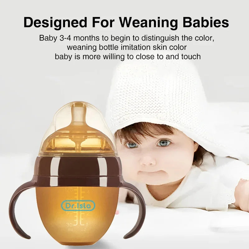 🍼✨ Portable Baby Silicone Feeding Bottle with Handle – 150ml/250ml Newborn Drop-Resistant BPA-Free Bottle 👶