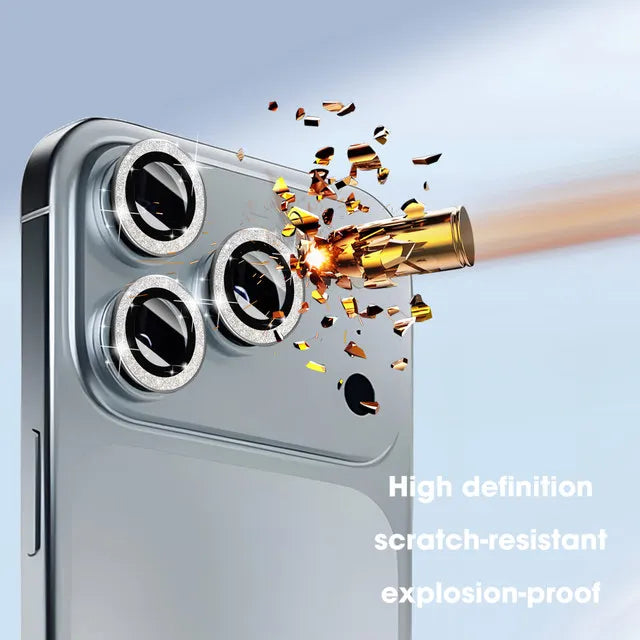 For iPhone 17 Pro Max 17Air 16 Metal Glitter Bling Lens Film HD Glass Camera Protective Cap For iPhone15 Camera Protector Ring RELUX.STORE