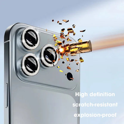 For iPhone 17 Pro Max 17Air 16 Metal Glitter Bling Lens Film HD Glass Camera Protective Cap For iPhone15 Camera Protector Ring RELUX.STORE