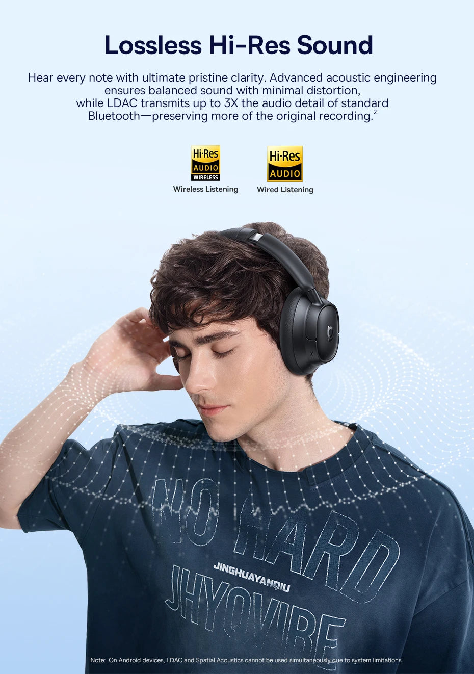 Baseus Bowie H1s Wireless Headphones Bluetooth 5.4 Noise Canceling 46dB Over Ear Headset Hi-Res Spatial Audio Earphone 120H Time