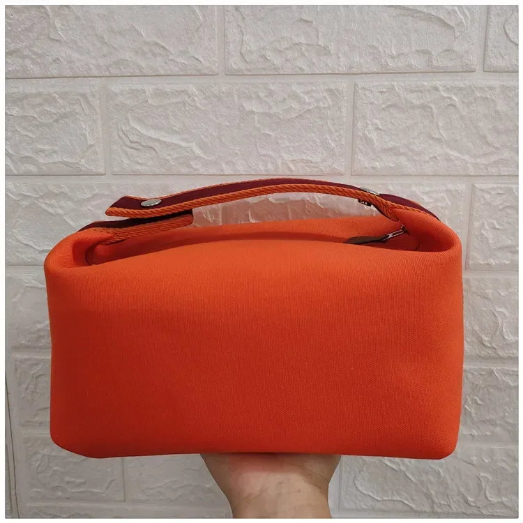 2024 New Large Capacity Canva Makeup Bag Soft Texture Fashionable Women's Shoulder Bag Color Blocking Handbag From China RELUX.STORE