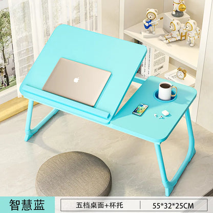 Foldable Bed Desk Adjustable Laptop Table with 5-Level Height Study Tray for Kids & Students Portable Nightstand for Dorm/Home