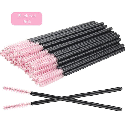 NEW 50Pcs Makeup Eyelash Brushes Disposable Crystal Eyebrow brush Diamond Handle Mascara Wand Applicator Lashes Extension Tools RELUX.STORE