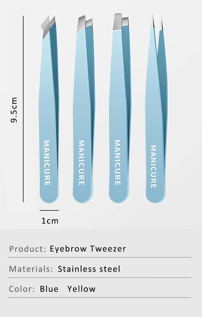 Eyebrow Tweezer Colorful Hair Beauty Fine Hairs Puller Stainless Steel Slanted Eye Brow Clips Removal Makeup Tools RELUX.STORE