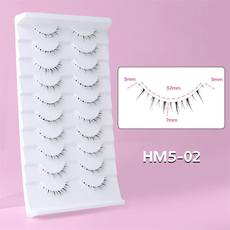 10Pairs Bottom Eyelashes Manga Lower Lashes Clear Band Wispy Small Flame Under Eye Lashes Korean Makeup Cosplay Tools RELUX.STORE