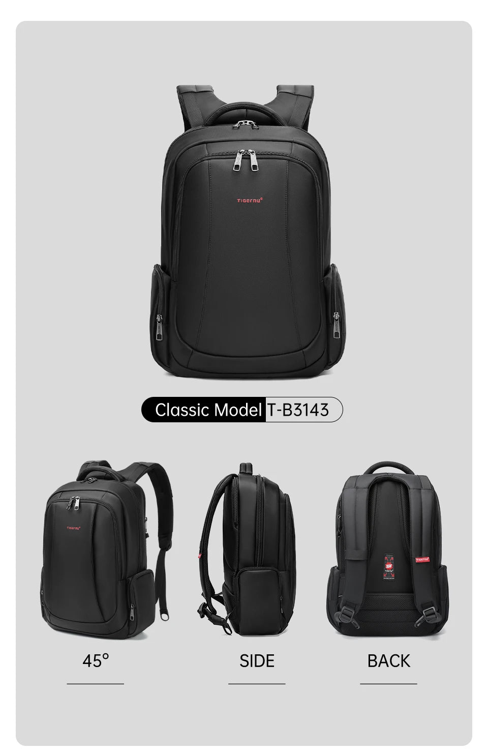 Tigernu Men Backpack 14 15.6 17.3inch Laptop Backpack Bags For Men Anti Theft Bags School Backpack Male Travel Backpack Knapsack